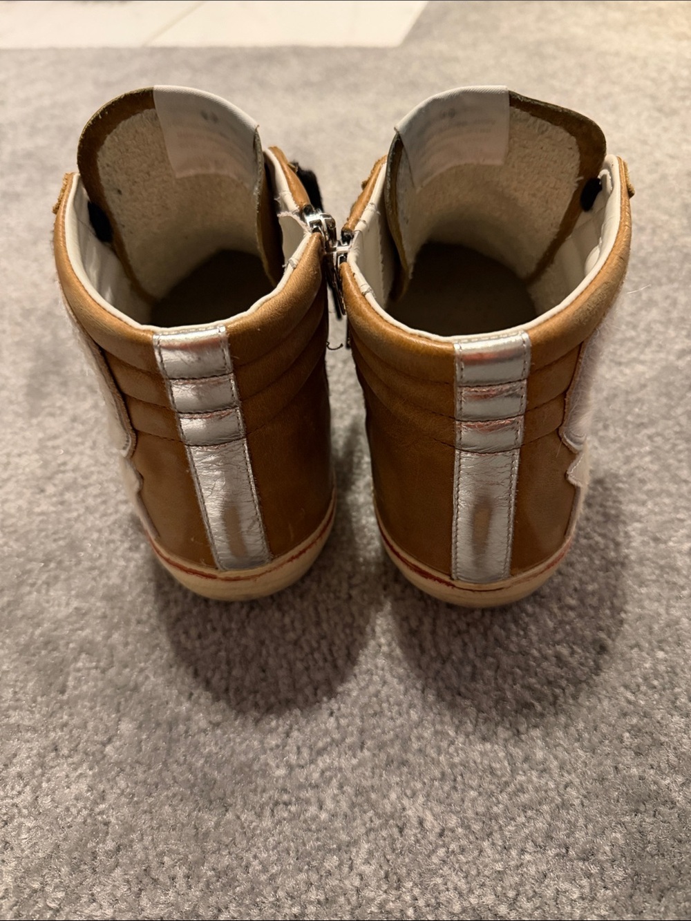 Golden Goose Leather Slide High-Top Sneakers with White Star Stripe AUTHENTIC - Picture 3 of 15
